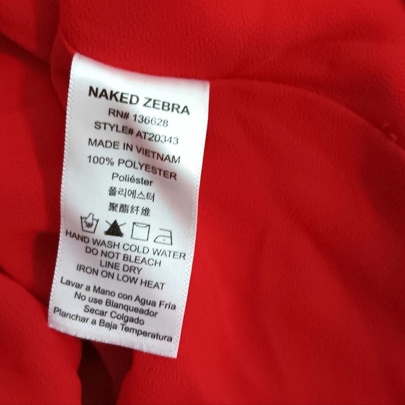 Naked Zebra Sheer Red Sleeveless Blouse Women's Size Medium - Picture 6 of 6